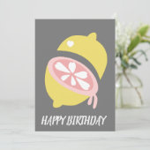 レモンから滴るイエローピンクの誕生日 カード (スタンド正面)