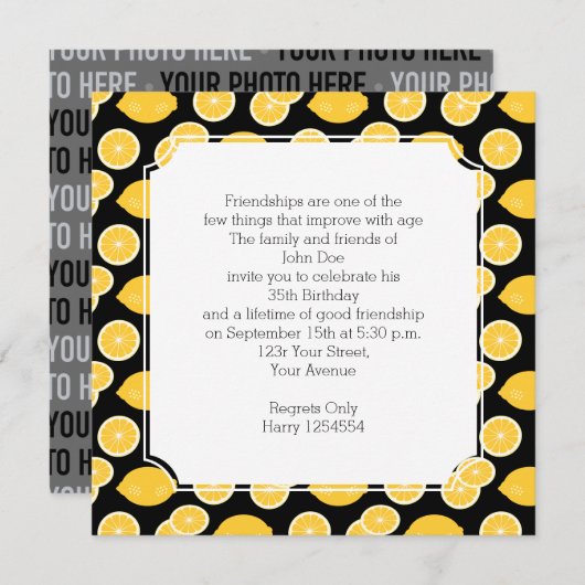 レモンかわいいズシトラスバースデーパーティー 招待状 (正面/裏面)