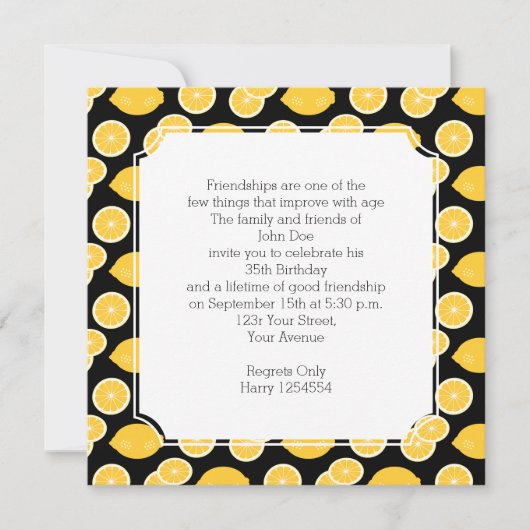 レモンかわいいズシトラスバースデーパーティー 招待状 (正面)