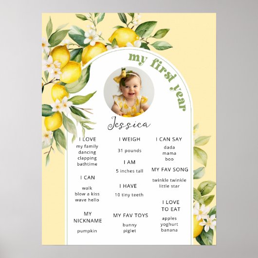 レモンかわいこちゃんの最初の誕生日パーティーの写真マイルストーン ポスター (正面)