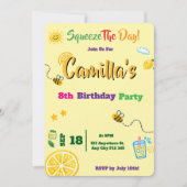 レモンがテーマの子供の誕生日招待状カード 招待状 (正面)