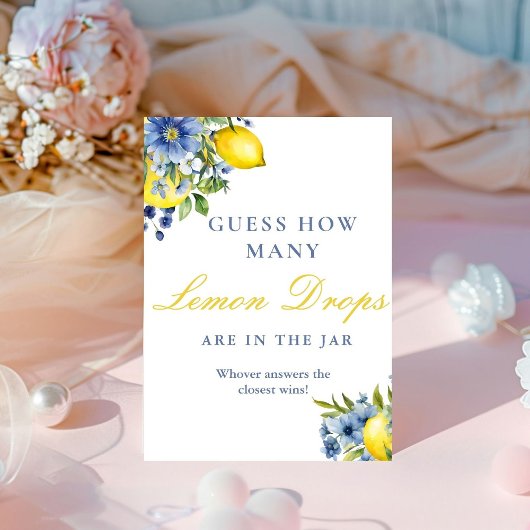 レモンがドロップするブライダルシャワーゲームの看板 台座サイン