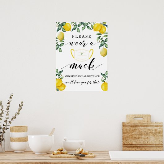 レモンがマスクを着用したゲストサイン ポスター (キッチン)