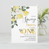 レモンが私たちのメインスクイーズ！ファーストバースデー 招待状 (スタンド正面)