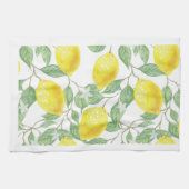 レモンつる植物デザインイエロー キッチンタオル (横)
