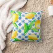レモンとアズレジョスブルーとホワイト クッション (ブランケット)