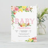 レモンとイチゴの花のベイビーシャワー招待状 招待状 (スタンド正面)