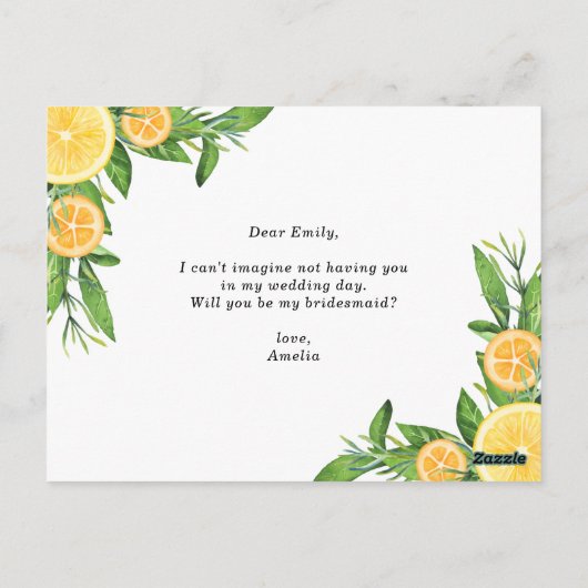 レモンとオレンジが私の花嫁になる ポストカード (裏面)
