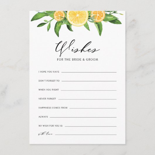 レモンとオレンジが花婿を願う エンクロージャーカード (正面)