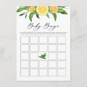レモンとオレンジのガーランド赤ちゃんシャワービンゴゲーム エンクロージャーカード (正面)