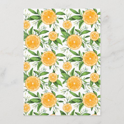 レモンとオレンジのガーランド赤ちゃんシャワービンゴゲーム エンクロージャーカード (裏面)