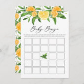 レモンとオレンジのガーランド赤ちゃんシャワービンゴゲーム エンクロージャーカード (正面/裏面)