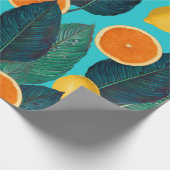 レモンとオレンジのティール（緑がかった色） ラッピングペーパー (角)