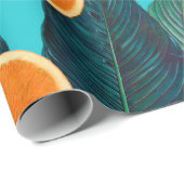 レモンとオレンジのティール（緑がかった色） ラッピングペーパー (ロールコーナー)
