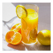 レモンとオレンジのフルーツ写真 ポスター (正面)