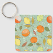 レモンとオレンジのフルーツ柄 キーホルダー (正面)