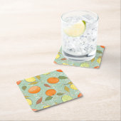 レモンとオレンジのフルーツ柄 スクエアペーパーコースター (インサイチュ)