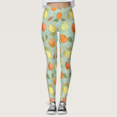 レモンとオレンジのフルーツ柄 レギンス (正面)