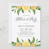 レモンとオレンジの夏の退職パーティー 招待状 (正面)