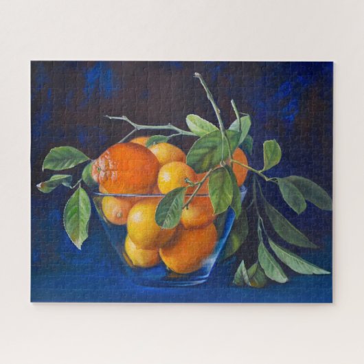 レモンとオレンジの枝のある静物画 ジグソーパズル (横)