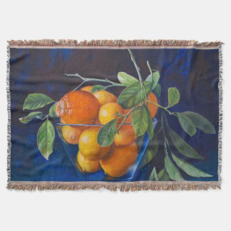 レモンとオレンジの枝のある静物画 スローブランケット