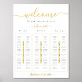 レモンとオレンジの柑橘類結婚のシーティングチャート金ゴールド 箔ポスター (正面)