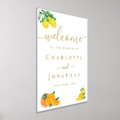 レモンとオレンジの柑橘類結婚の歓迎金ゴールド 箔ポスター (レイダウン)