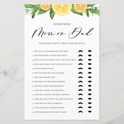 レモンとオレンジの母親かパパ彼は彼女がゲームを言った (正面)