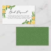 レモンとオレンジの赤ちゃんシャワーブックリクエストカード プレイスカード (正面/裏面)