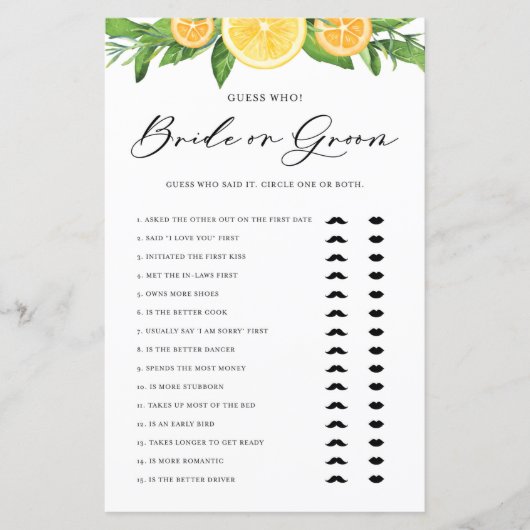 レモンとオレンジを彼は彼女が花嫁か新郎を言ったと (正面)