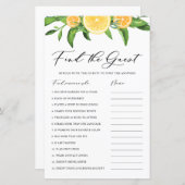 レモンとオレンジホテルを探すゲストブライダルシャワーゲーム (正面/裏面)