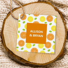 レモンとオレン結婚ジの贈り物またはブライダルシャワー フェイバータグ