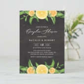 レモンとクレメンツチンシャルボードカップルのシャワー 招待状 (スタンド正面)