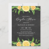 レモンとクレメンティンのブラックボード カップルシャワー 招待状 (正面)