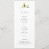レモンとグリーンのボタニカルリースの結婚式 プログラム (裏面)