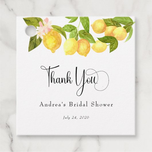 レモンとグリーン | ウェディングシャワーのお礼 フェイバータグ (正面)