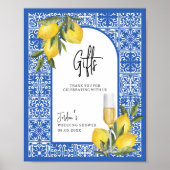 レモンとタイル地中海のウェディングシャワーギフト ポスター (正面)
