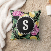 レモンとチューリップのフローラルパターン | シトラスモノグラム クッション (ブランケット)