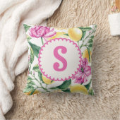 レモンとチューリップの花の模様 | シトラスモノグラム クッション (ブランケット)