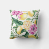 レモンとチューリップの花の模様 | シトラスモノグラム クッション (裏面)