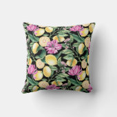 レモンとチューリップの花の模様 | シトラスモノグラム クッション (裏面)