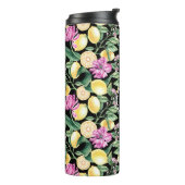 レモンとチューリップの花の模様 | シトラスモノグラム タンブラー (回転左)