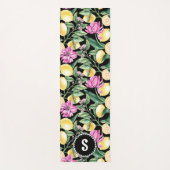 レモンとチューリップの花の模様 | シトラスモノグラム ヨガマット (正面)