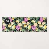 レモンとチューリップの花の模様 | シトラスモノグラム ヨガマット (正面(横))