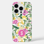 レモンとチューリップの花の模様 | シトラスモノグラム Case-Mate iPhoneケース (裏面)