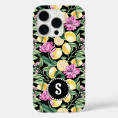 レモンとチューリップの花の模様 | シトラスモノグラム Case-Mate iPhoneケース (裏面)