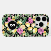 レモンとチューリップの花の模様 | シトラスモノグラム Case-Mate iPhoneケース (裏面 (横))