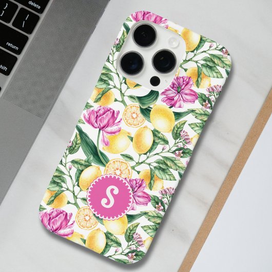 レモンとチューリップの花の模様 | シトラスモノグラム Case-Mate iPhoneケース