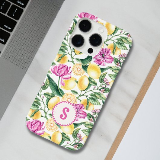 レモンとチューリップの花の模様 | シトラスモノグラム Case-Mate iPhoneケース