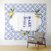 レモンとネイビーのウェディングシャワー用背景 タペストリー (インサイチュ(横))